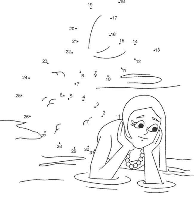 ausmalbild Eine traurige Meerjungfrau